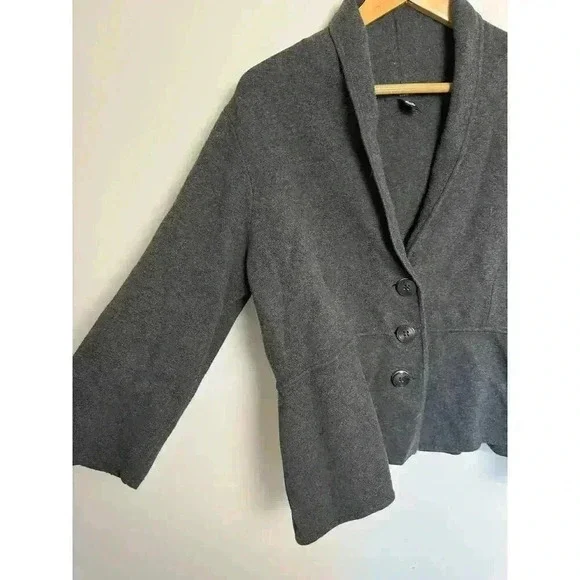Alfani Pea Coat Gray Size 1X Gray Shawl Neckline Button Front Plus Size - Picture 2 of 11
